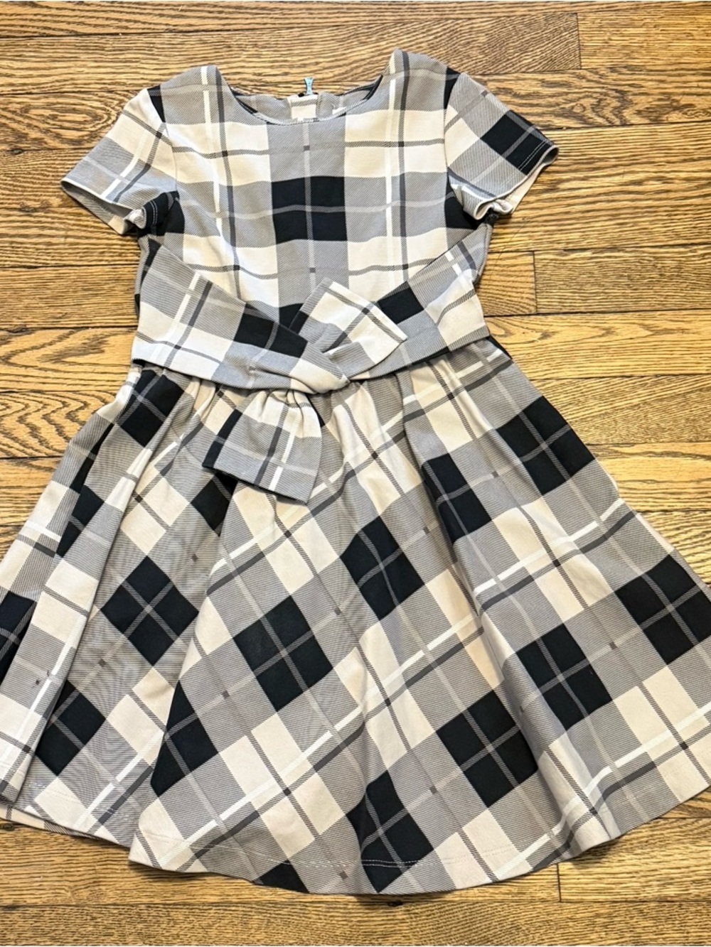 Kate Spade 7Y Black and Tan Plaid Fit and Flare Dress